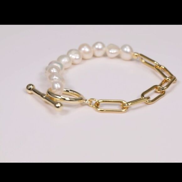NEW Pearl Bracelet Baroque Culture Link Chain Bracelet - Picture 3 of 11